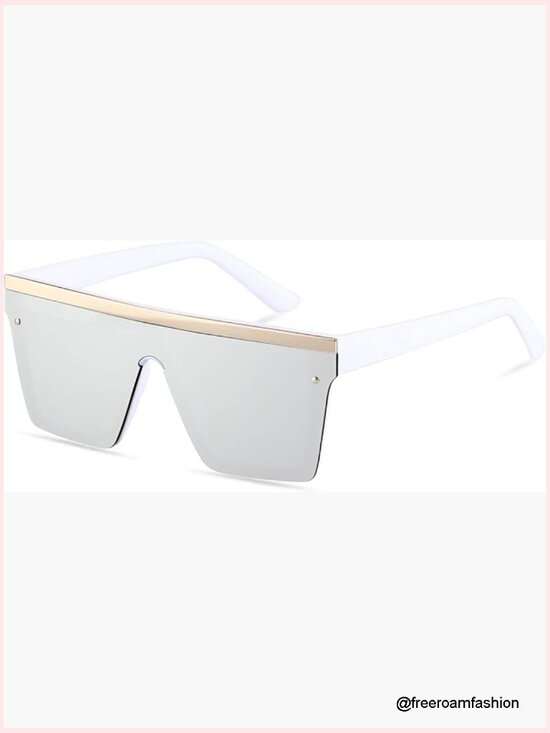 Oversized Square Flat Top Shield Sunglasses UV Protection main image 5